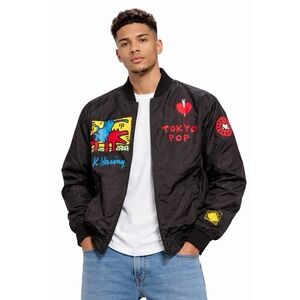 Keith Haring Members Only Tokyo Pop Bomber Jacket Black Graphic Art M Streetwear